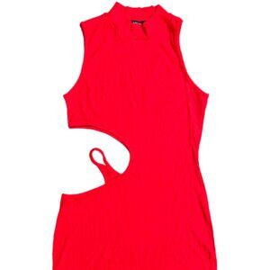Women's Red Dress, Fitted Ribbed